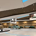 Vintage Car Exhibition Hall With Classic Vehicles And Hanging Posters