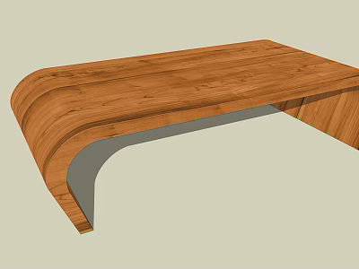 Modern Wooden Coffee Table With Curved Edges And Smooth Surface Design 3d model