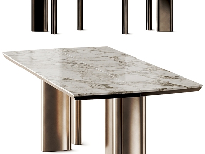 Poliform Adrien Long Dining Table Rectangular Dining Table Marble Dining Table Light Luxury Metal Dining Table 3d model