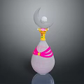 Luxury Perfume Bottle With Moon Shaped Top Pink Decorative Band And Gold Accents