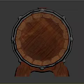 Traditional Wooden Barrel Structure With Metal Hoops Rivets And Wooden Legs