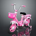 Pink Children's Bicycle with Training Wheels and Decorative Basket for Kids