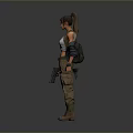 A Woman In White Tank Top And Khaki Cargo Pants With Jacket Draped Over Shoulders