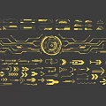 Yellow Futuristic Tech Design Elements Including Geometric Shapes Arrows And Circles 3d model