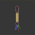 Black Coiled Lanyard Keychain With Metal Carabiner Red Pendant And Silver Tools
