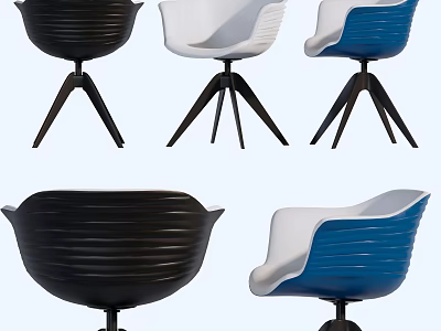 Modern Leisure Accent Chairs With Curved Backrest And Tripod Base In Black White Blue 3d model