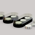 Modern Candle Lamp With Transparent Cover Black Base And Decorative Small Candle Holders