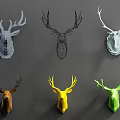 Colorful Deer Head Wall Decor With Gray Black White Brown Yellow Green Modern Design