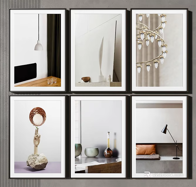 Modern Stylish Interior Decorative Elements Including Sculptures Vases And Lamps 3d model