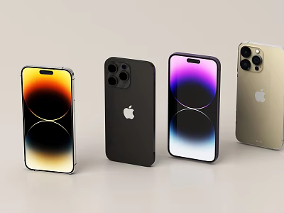 Latest Apple Smartphones With Gradient Screens Black Gold Backs And Triple Cameras 3d model