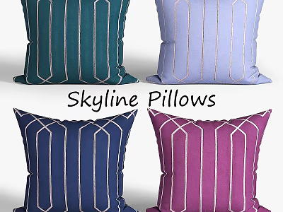 Skyline Pillows With Geometric Lines Design In Multiple Decorative Colors 3d model