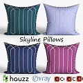 Skyline Pillows With Geometric Lines Design In Multiple Decorative Colors