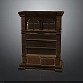 Vintage Wooden Bookcase With Arch Top Design And Open Shelves