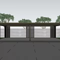 Garden Ornaments With Modern Carport And Four Parked Cars Surrounded By Trees