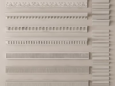 Various Elegant Gypsum Cornice Styles with Decorative Patterns for Interior Decoration 3d model