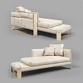 Modern Light Colored Sectional Sofa With Metal Frame And Cushioned Chaise Lounge 3d model
