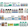 Assorted Pharmaceutical Products Collection with Various Medication Bottles and Boxes
