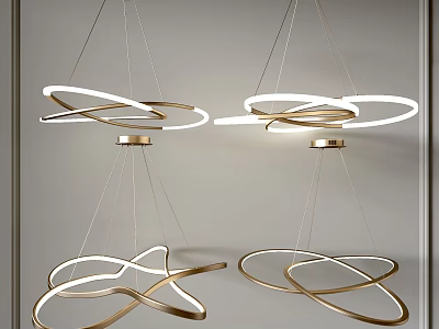 Modern Elegant Chandeliers With Gold Circular Spiral Structure For Interior Lighting Design 3d model