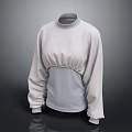 White High Neck Long Sleeve Top With Panel Design And Decorative Stitching 3d model