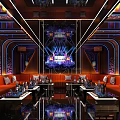Modern Luxurious KTV Interior Design With Comfortable Sofas Tables TVs And Neon Lights 3d model