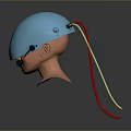 Future Tech Weapon With Blue Helmet Like Design And Red Yellow Cables 3d model