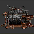 Red And Black Armored Tank With Mechanical Spiked Structures And Detailed Armor Design
