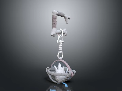 3D Mechanical Arm Structure With Suspended Chain And Metal Basket 3d model