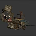 Pile of Old Wooden Furniture Broken Chairs Crates and Other Abandoned Items