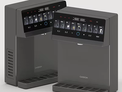 Modern Black CASDON Water Dispensers As Kitchen Appliances With Digital Display And Multiple Buttons 3d model