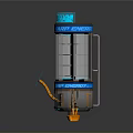 The Energy Cylindrical Tech Device With Blue Glowing Rings And Orange Components 3d model