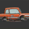 Vintage Orange Car With White Stripes Orange Interior And Unique Wheels