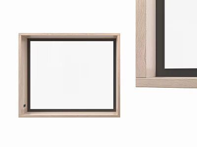 Wooden Frame Square Window Design With Transparent Glass And Modern Finish 3d model