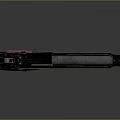 Classic Black Pistol With Wooden Grip Metal Body And Emblem On Handle Design