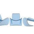 Light Blue Transparent Plastic Chairs With Different Designs On White Background 3d model
