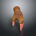 Durable Brown Leather Gloves With Metal Buttons And Pink Finger Parts