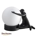 Modern Sculptural Table Lamp With Black Human Figure And White Spherical Shade