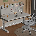 Modern Children's Study Table and Chair Lifting Table and Chair Student Table Desk and Chair Learning Stationery 3d model
