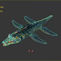 Vibrant Detailed Prehistoric Marine Reptile Model With Blue Orange Colors And Open Mouth Fins