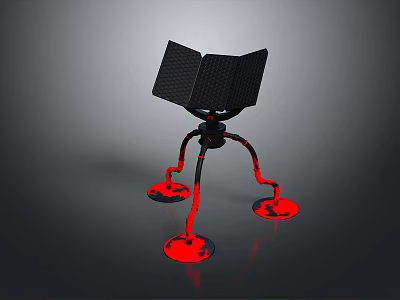 Unique Black Folding Structure With Red Legs And Stable Base 3d model