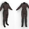 Brown And Black Work Coveralls With Functional Pockets And Stylish Design 3d model
