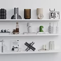 Modern Home Stylish Inflatable Decor Accessories Displayed On White Shelves 3d model