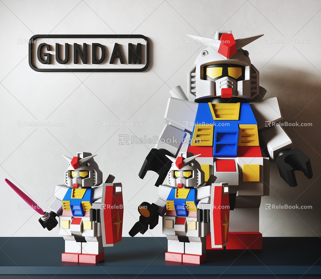 Modern hand-made Gundam hand-made decorative ornaments 3d model