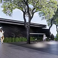 Garden Landscape Design With Wooden Deck Outdoor Seating Lake View And Mountain Scenery