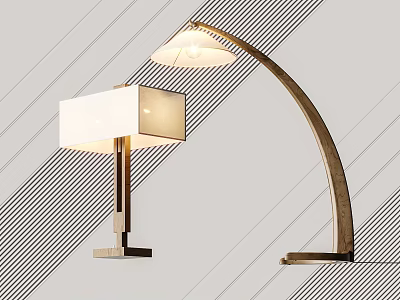 Modern Table Lamps With Square Shade And Arched Design For Contemporary Interiors 3d model