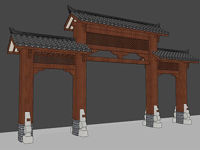 Chinese style archway outdoor building door head model