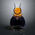 Mythical Character With Horned Creature Features On Decorative Base With Yellow Orb 3d model