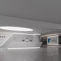 Modern Sleek Minimalist White Curved Corporate Front Reception Desk For Spacious Bright Commercial Office Interior