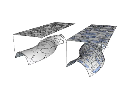 Modern Pergola With Curved Structure And Geometric Patterned Roof Design 3d model
