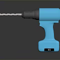 Blue Cordless Drill With Metal Drill Bit Ergonomic Handle And Battery Base
