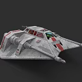 Sci Fi Spaceship Model With Gray Red Exterior Cockpit And Twin Cannons